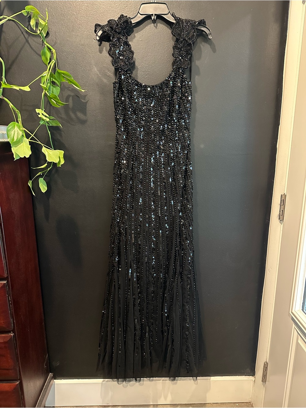 Mac Duggal Black Beaded Evening Gown